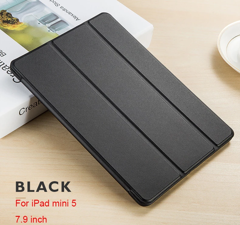 LINGCHEN чехол для iPad Air 3/mini5 мягкий смарт-чехол ультра тонкий PU кожаный Стенд для iPad pro планшет и электронная книга чехол подставка - Цвет: For iPad mini5 black