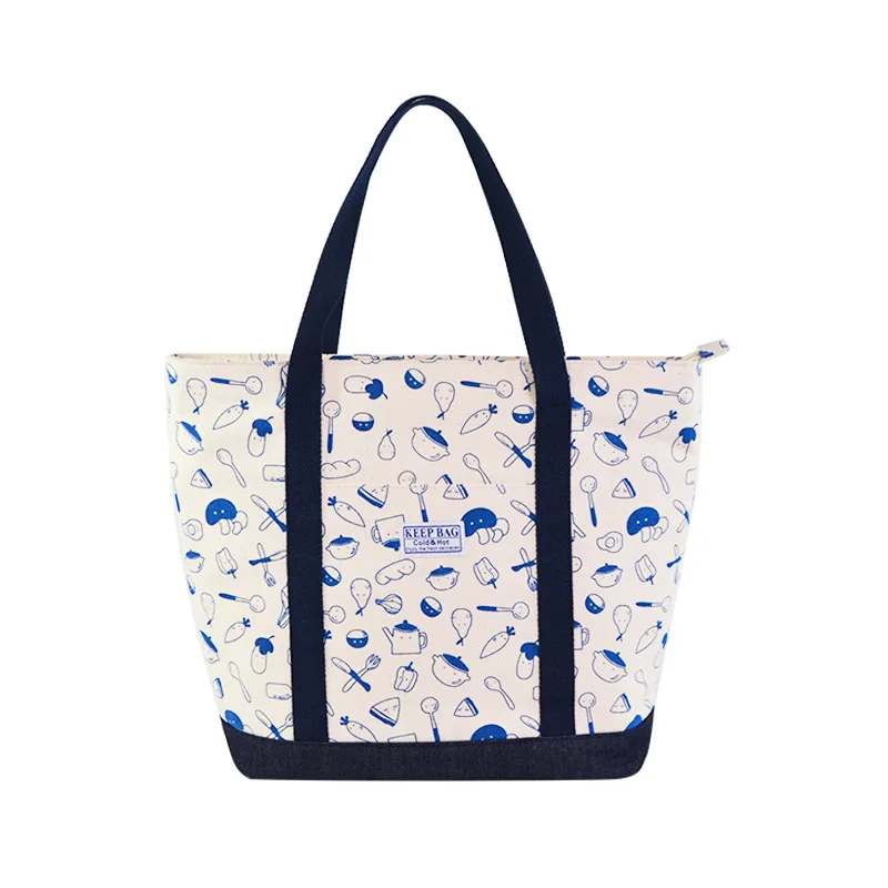 

Full Version of Screen Printing Food Customizable Carry Bag Canvas Bag Denim Simple Colour Printing Thermal Bag Logo Pattern