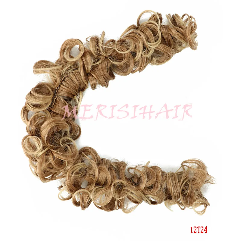 Синтетический женский кудрявый пучок шиньон эластичная лента на заколках для наращивания волос черный коричневый высокотемпературные волокна поддельные волосы - Цвет: 12T24