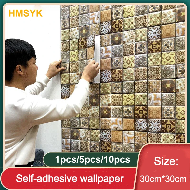 Pvc Retro 3d Stereo Sticker Self-adhesive Wallpaper Creative Background