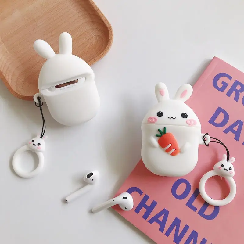 Милый кролик морковь Защитный чехол силиконовый чехол протектор для Airpods 1/2 комплект H37E