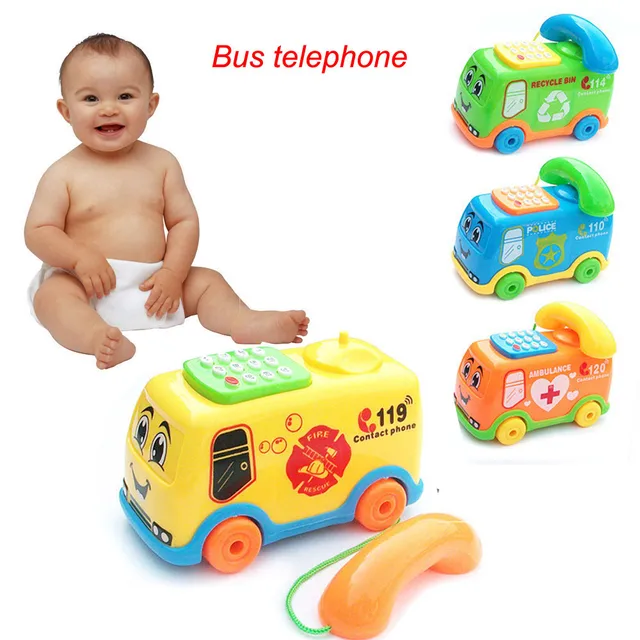Baby Toys Music Cartoon Bus Phone Educational Developmental Kids Vocal Toy Children Early Learning Exercise Baby Kids Game 4