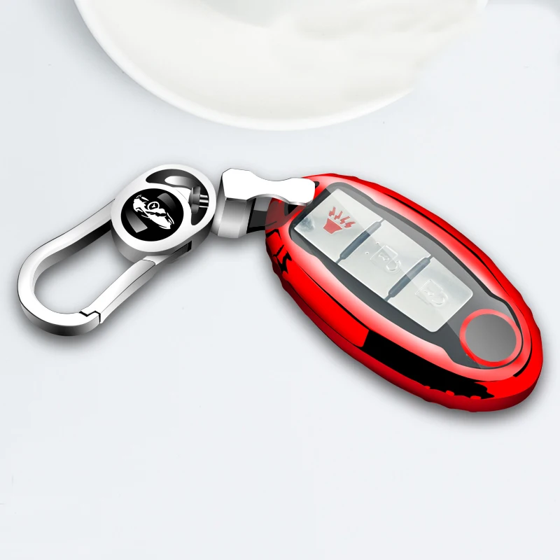 Red with buckle Мягкий чехол для ключей из ТПУ для Nissan Teana Sylphy New Tiida Qashqai X-Trail Bluebird дистанционный корпус для ключей с цепочкой для ключей - Название цвета: Red with buckle