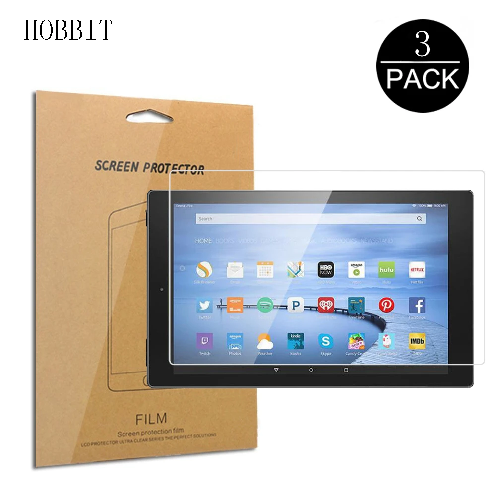 3Pcs HD Protetor de Tela Para Amazon Kindle Fire HD 7 8 10 2015 2016 2017 2019 HDX7 Clear LCD Tablet Anti-Scratch Filme Ultra-fino