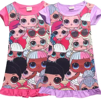 

Summer Toddler Girls Lol Dress for Girl Cartoon Print Pajamas Dresses Baby Kids Casual Home Wear Doll Clothes Children Vestido