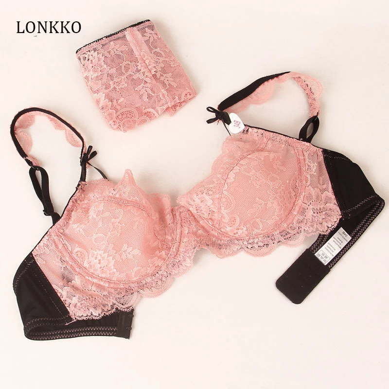 

Plus Size Bra 70-95 A B C D E Cup For Women Ladies Lace Unlined Bralette And Panties Set Fashion Lingerie Ultrathin Underwear
