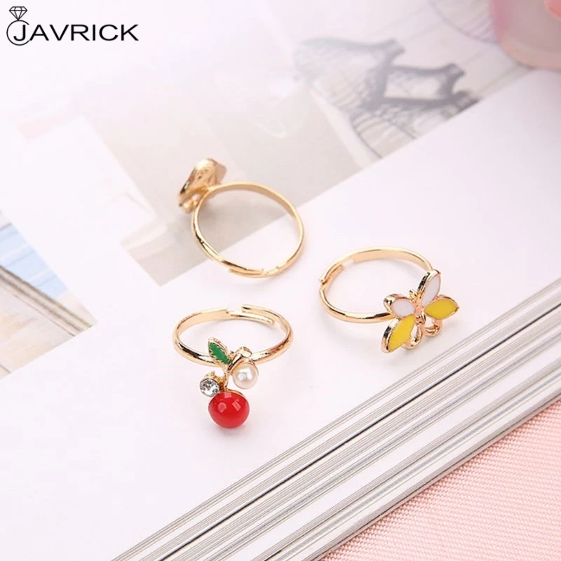 36 Pcs Ring Set Cartoon Children Flower Animal Adjustable Alloy Kids Rings