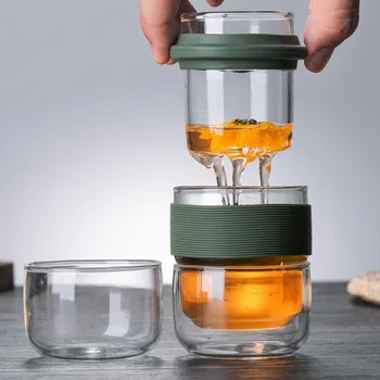 

ZOOOBE New design Tea Glass Water Bottle 200ml Tea Separation Glass Bottle Bag Leakproof My Water Bottle Men Gift