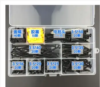 

free shipping 195 pcs one set Self tapping suit cross head with hard self tapping screw m3.5 plasterboard screw wall s