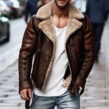 

Plus Size S-3Xl Winter Men Leather Jacket Motorcycle Hooded Jacket Men'S Warm Leisure Pu Leather Coats Men Outwear