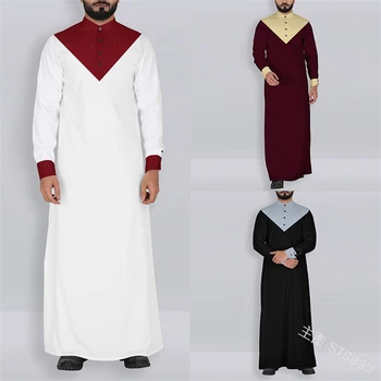 

Men Muslim Robes Islamic Clothing Dubai Arabic Abaya Kaftan Eid Mubarak Prayer Maxi Jubba Thobe Man Traditional Costume S-5XL