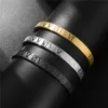 Big Size Men Women Stainless Steel Gold Color Open Bangle Roman Numeral Lover Cuff Bracelet Bangle For Men Wedding Jewelry Gift 1