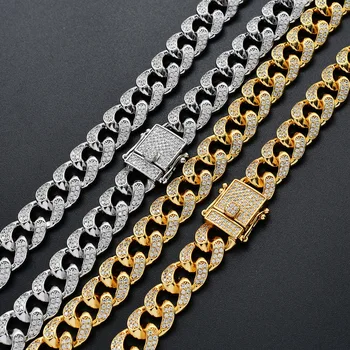 

Mini zircon Cuba chain heavy industry high quality durable color retention 12mm men's necklace cross-border hot sale