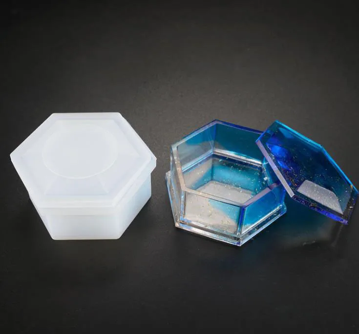 

Transparent Silicone Mould necklace lanugo mold Resin Decorative Craft DIY Hexagonal storage box epoxy resin molds for jewelry