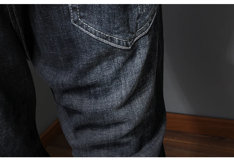 Зимние Для мужчин высокое качество теплая Slim Fit синие джинсы HJ03