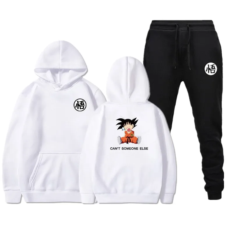 Popular New 2019 Sport Suit Hoodie Anime printing Hooded Men Casual Cotton Fall / Winter Warm Sweatshirts Men's Casual Tracksuit Suit