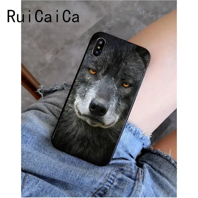 RuiCaiCa черный мягкий чехол для телефона с крутым волком для iPhone 8 7 6 6S Plus X XS MAX 5 5S SE XR 11 11pro 11promax
