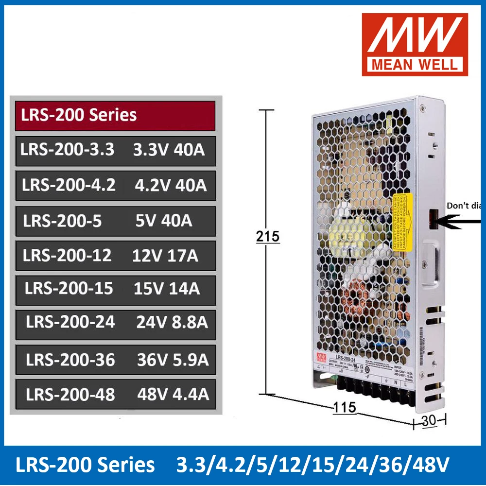 Оригинальный бренд Mean Well представляет LRS 21100 12V 24V один Выход переключение Питание 3 V 5V 15V 36V 48V Meanwell