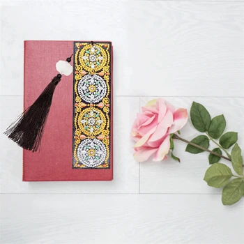 HUACAN 5D Diamond Painting Special Shaped Bookmark Diamond Art Embroidery Cross Stitch Leather Tassel Book
