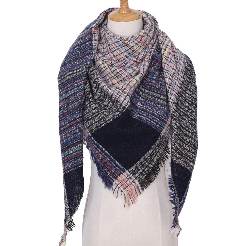2019 new designer brand women cashmere scarf triangle winter scarves lady shawls and wraps knit blanket neck striped foulard (23)