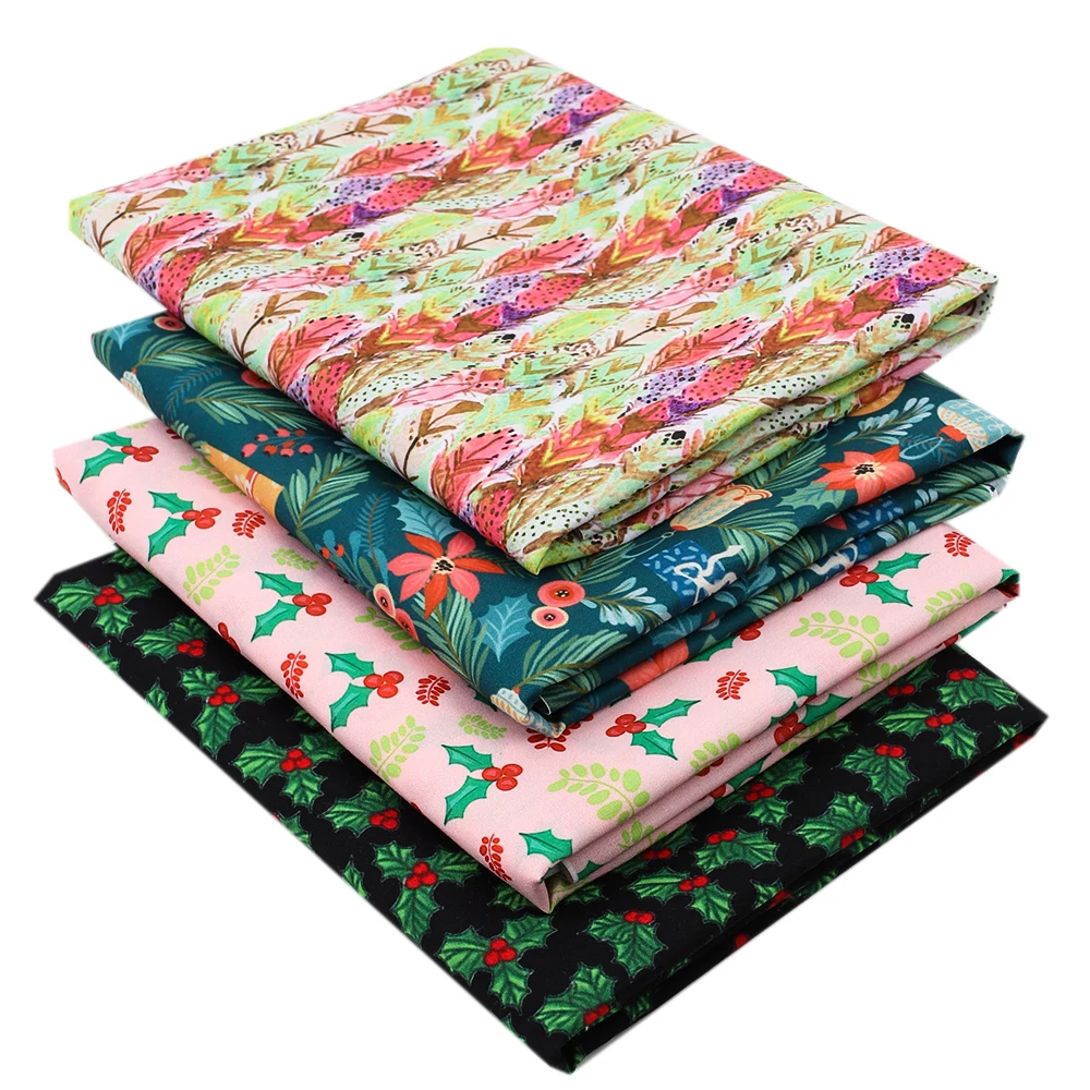 

Polyester Cotton Fabric Bells Fruit Green Leaves Printed Cloth Fabric For Patches Dress Garment Home Textile DIY 45*150cm IBOWS