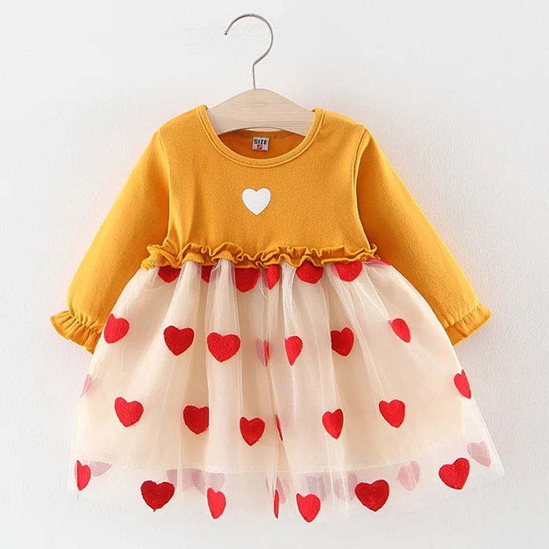 Г. Осень-зима, милое платье с длинными рукавами для маленьких девочек, От 0 до 1 года платье для дня рождения платье принцессы для малышей