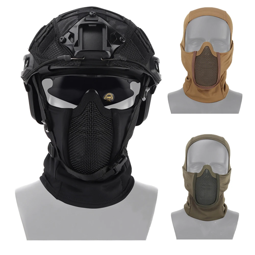 Tactical Full Face Steel Mesh Mask Hunting Airsoft Paintball Mask Headgear CS Game Motorcycle Shooting Cycling Protective Masks