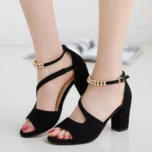 

Buckle High Heels Black, Beaded High Heel Women Sandals, Fish Mouth Suede, Suitable for Casual Banquet Office Women's Shoes 7cm