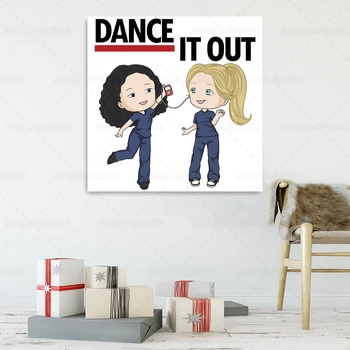 

Greys Anatomy Posters Let's Dance It Out Funny Cavans Painting for Friend Nurse Gift Wall Art Decoration