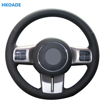 

Hand-made Black Genuine Leather Car Steering Wheel Cover Wrap For Jeep Compass Cherokee (Grand Cherokee) Patriot Wrangler