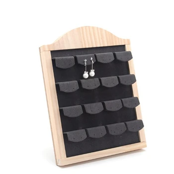 

Wood Jewelry Display Hanging Stand Holder Rack for Stud Earrings Dangle Earrings Stand - 32Holes Solid Bamboo Wood