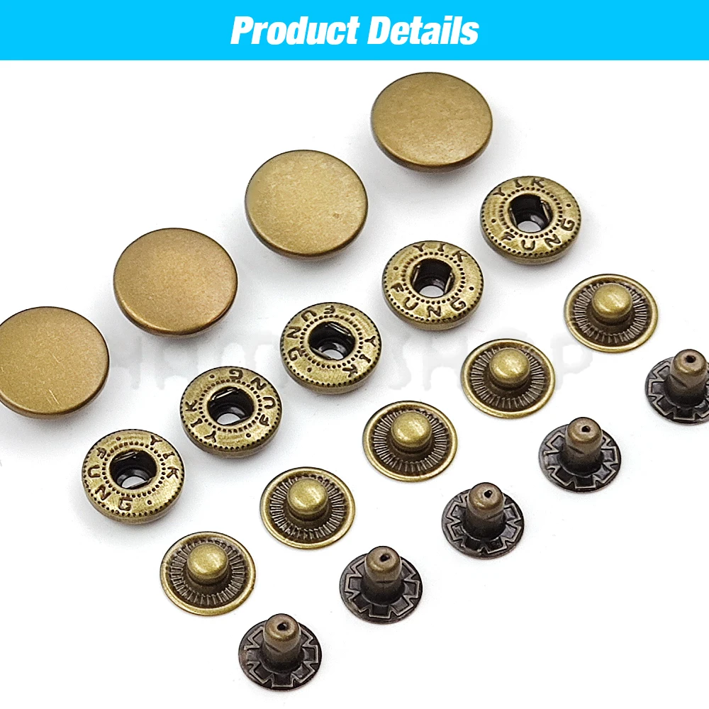 50 Sets 655/633/831 Metal Snap Fasteners Snaps Button Press Studs
