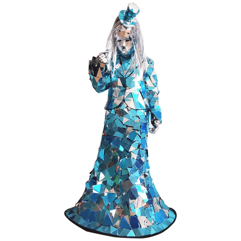 Mirror Ds Costumes Women Top Skirts Suit Nightclub Personalized Custom Bar Mirror Performance Clothing Festival Outfit DN4564