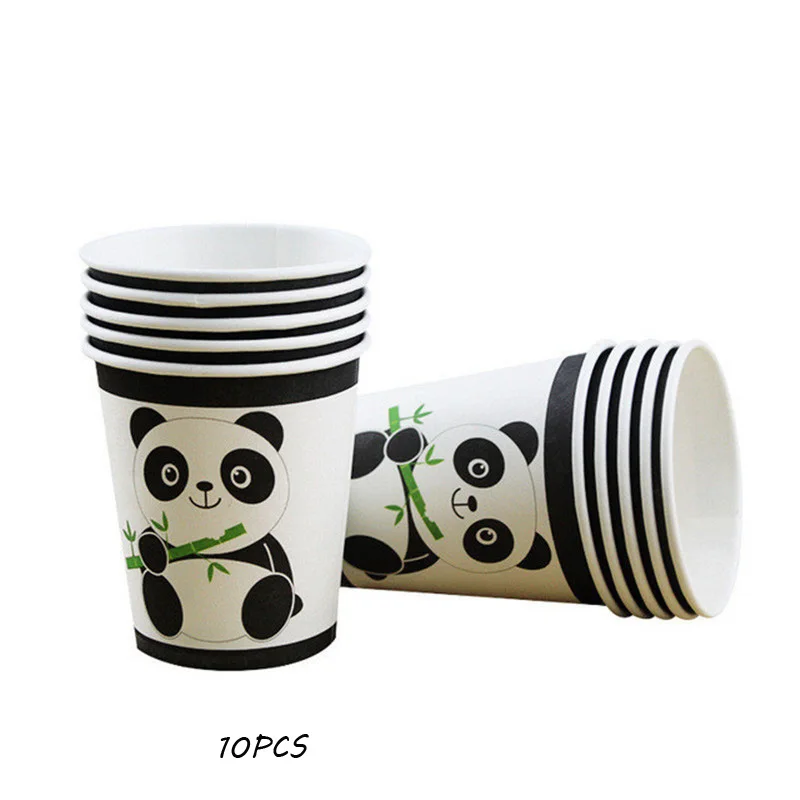 10pcs panda Детские бумажные стаканчики для маффинов, одноразовая посуда с Минни Маус, рождественские подарки, товары для дня рождения, свадебные украшения - Цвет: 10pcs panda