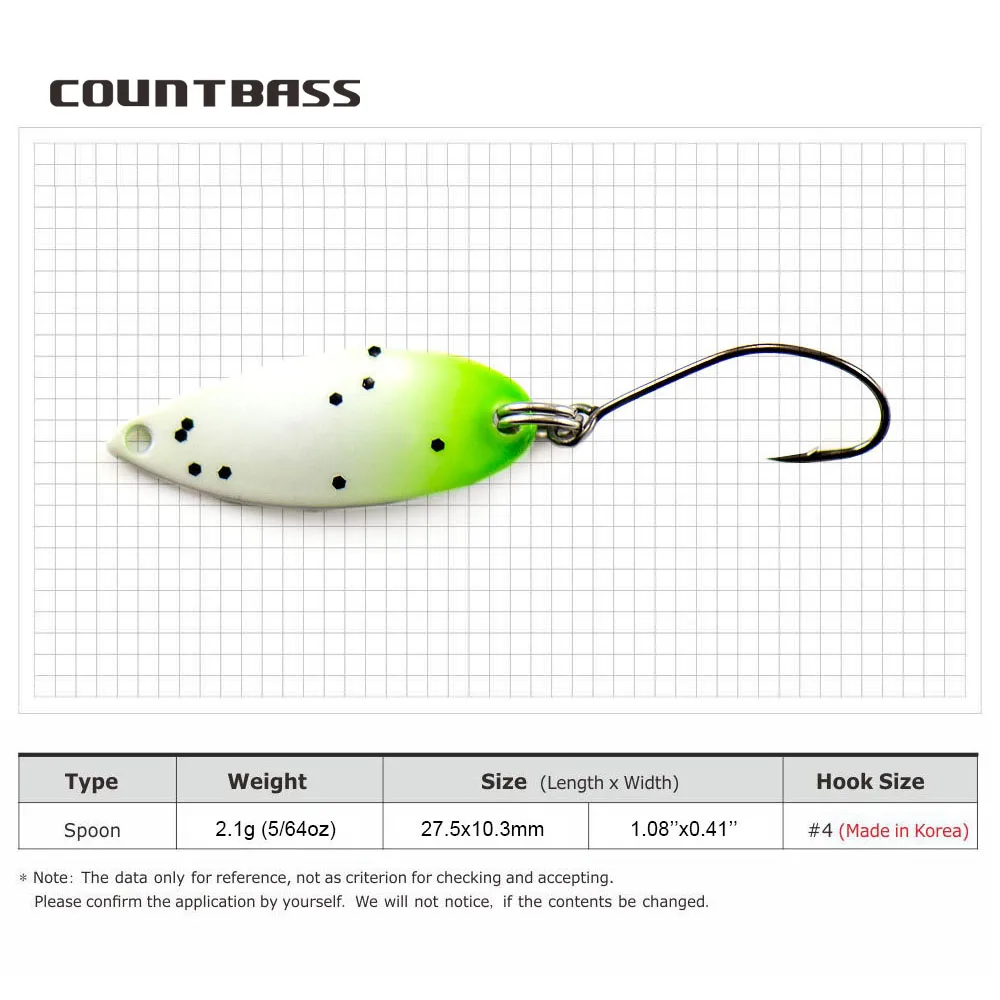 COUNTBASS Trout Fishing Spoons 2.1g 5/64oz Casting Lure for Salmon Pike Bass Metal Brass Baits