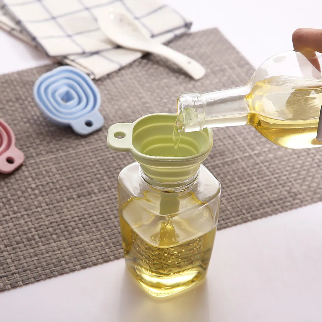 Folding Retractable Funnel Kitchen Liquid Dispensing Funnel Oil Hopper Funnel Protable Collapsible Dispensing Kitchen Tools