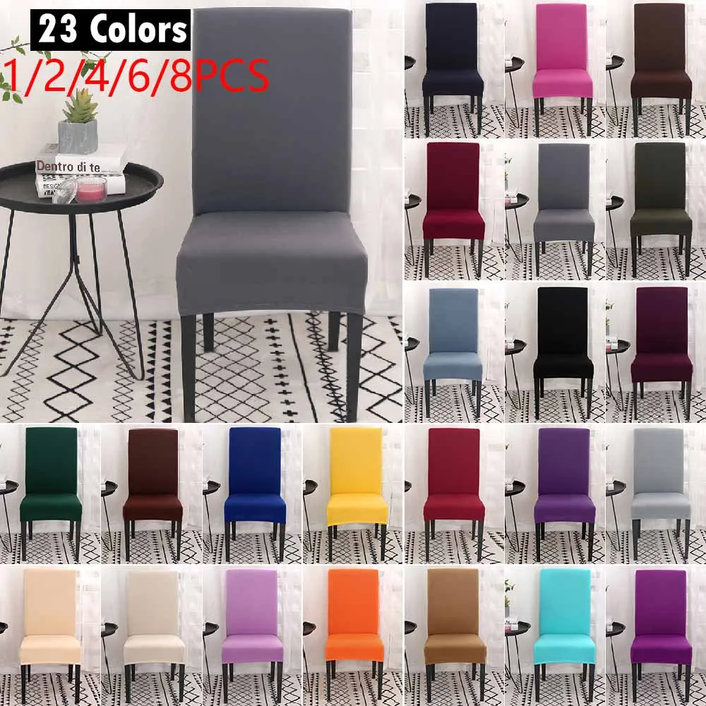 

1/2/4/6/8Pcs Spandex Stretch Elastic Chair Covers Solid Color Modern Plain Chair Cover Seat Cover Dining Hotel Wedding Banquet