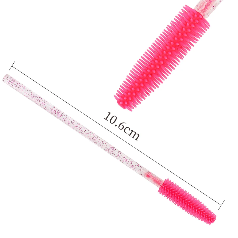 50 Pcs 실리콘 크리스탈 마스카라 완드 애플리케이터 일회용 다이아몬드 속눈썹 브러쉬 빗 여성용 뷰티 메이크업 브러쉬 도구