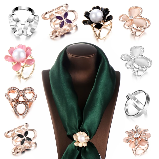 Fashion Flowers Brooch Scarf Buckle Bouquet Crystal Rhinestone Scarf Clips  for Women Jewelry - AliExpress