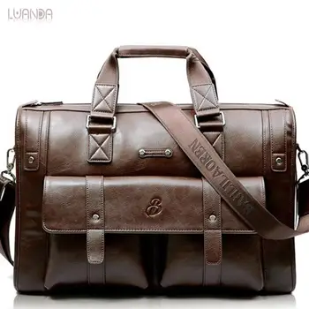 

Fashion Brand New Men Business Vintage Laptop Bag Briefcase Big Capacity Horizontal Handbag High Quality Travel Bag For Male