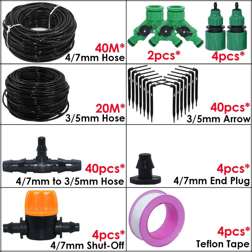 KESLA Greenhouse Elbow Emitter Automatic Drip System 4/7 to 3/5mm Hose Garden Watering Irrigation Kit for Home Bonsai Plants 5