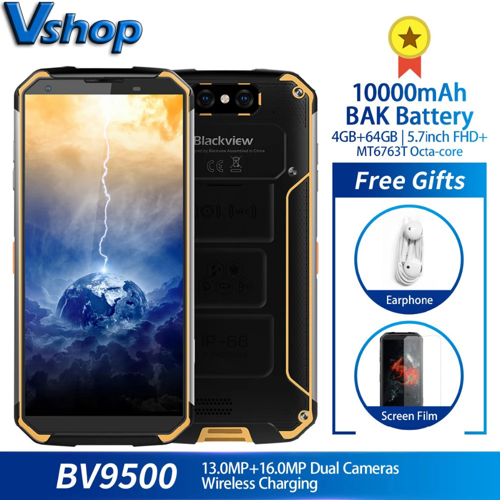 Blackview BV9500 Plus Helio P70 Восьмиядерный 10000 мАч IP68 Водонепроницаемый 5,7 дюймовый FHD Android 9,0 смартфон 4 Гб+ 64 Гб 16,0 Мп камера