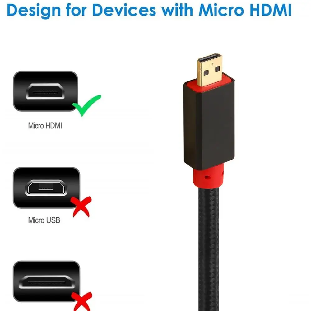 Кабель Micro HDMI к HDMI для камеры GoPro Hero 7 Black Hero 6 5 4 A6000 Asus Zenbook Yoga