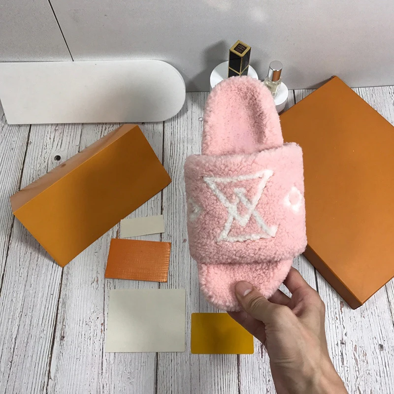 Luxury brand designer 2021 autumn and winter new cotton shoes high quality customized famous brand women's wool shoes indoor