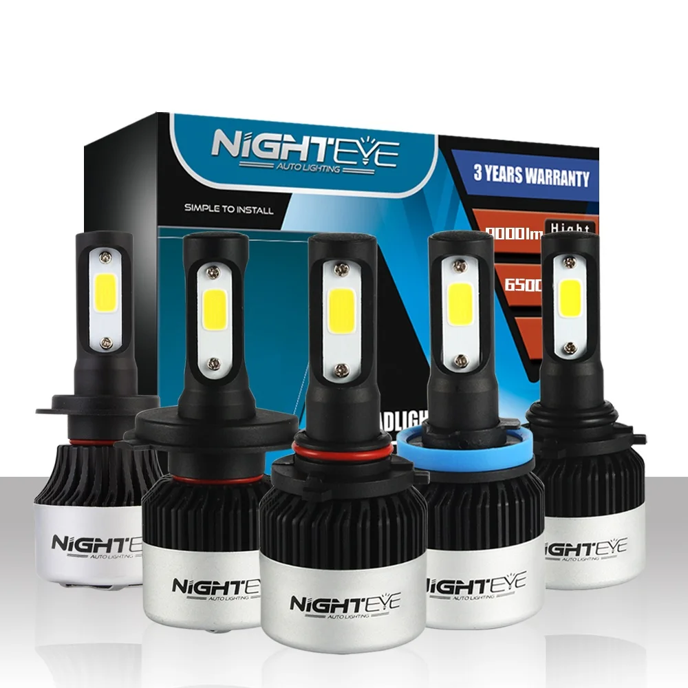 Price NIGHTEYE Super Bright Car Headlights H7 LED H4 led H8 H9 H11 HB3 9005 HB4 9006 Auto Bulb 72W 9000LM Automobiles Headlamp 6500K
