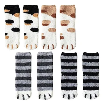 

Socks Women Fashion Korean Lovely Cat Cute Claw Coral Thickening Fuzzy Middle Gifts Ankle Kawaii Cotton Socks #45