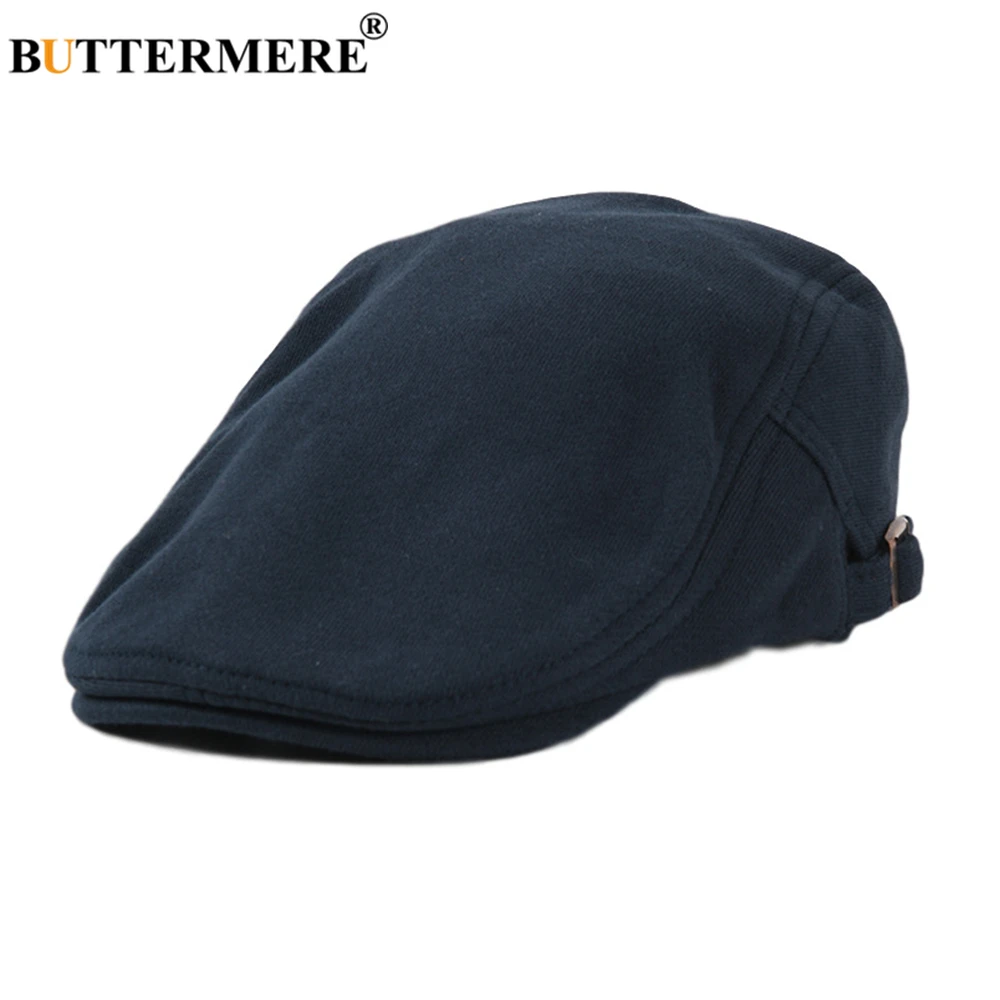 

BUTTERMERE Beret Cap Cotton Four Seasons Caps for Men Women Adjustable Ivy Newsboy Flat Cap High Quality Solid Navy Driver Hat
