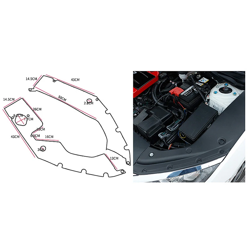 2X Car Engine Bay Side Panel Covers Fit for- 10Th Gen Honda Civic L+R