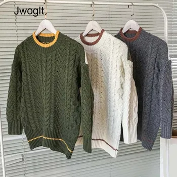 

Korean Style Autumn Winter Fashion Thick Warm Men's Sweaters Regular-Fit Men Pullover Knitted White Gray Green Sweater M-2XL