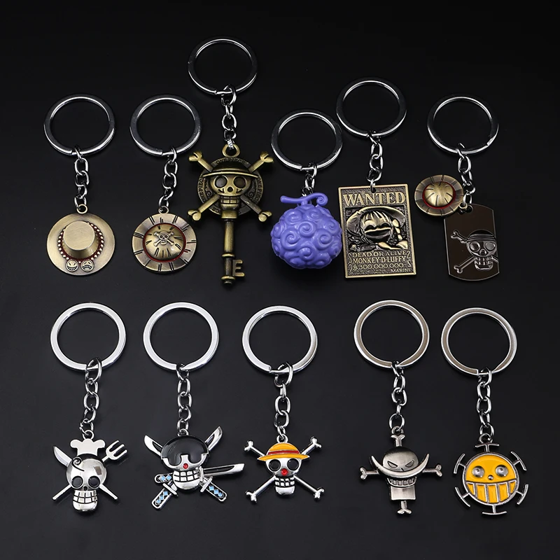 One Piece Anime Keychain Car Bag Charm Key Chain Ring Pendant Keyring Luffy Hat Zoro Sanji Wanted Key Holder Accessories Jewelry Key Chains Aliexpress